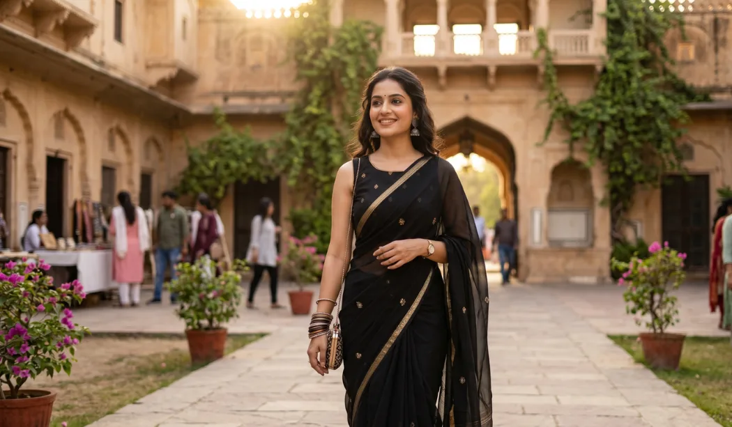 Black saree party wear Black saree party wear