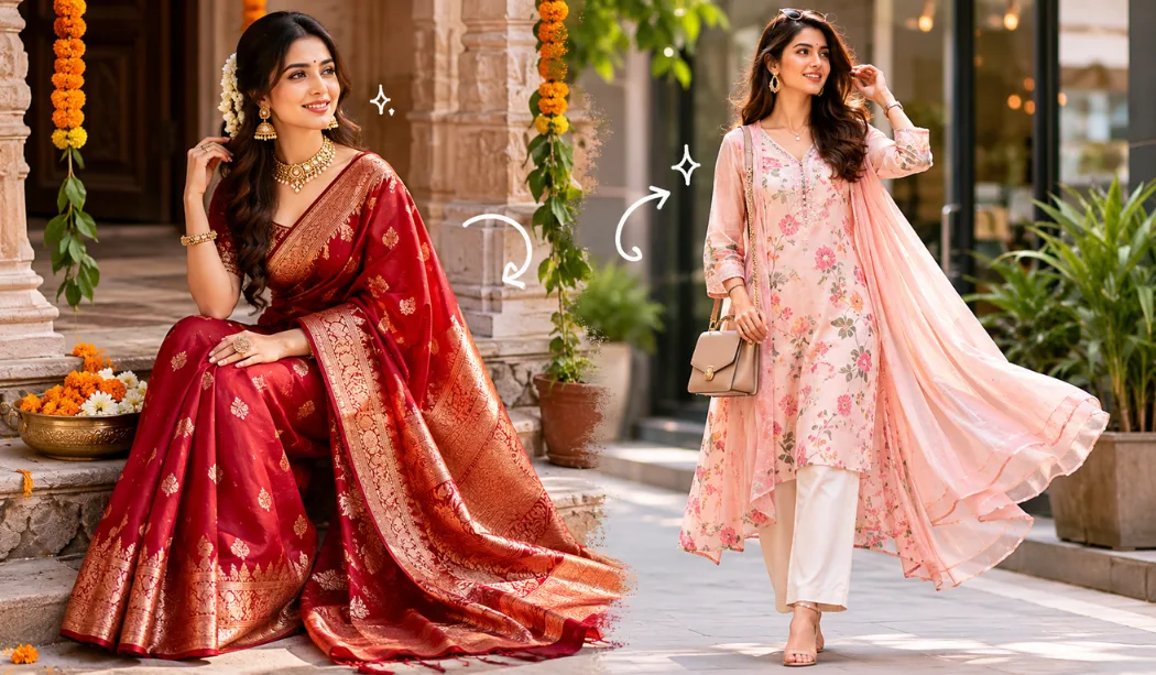 Simple ethnic wear for women Simple ethnic wear for women