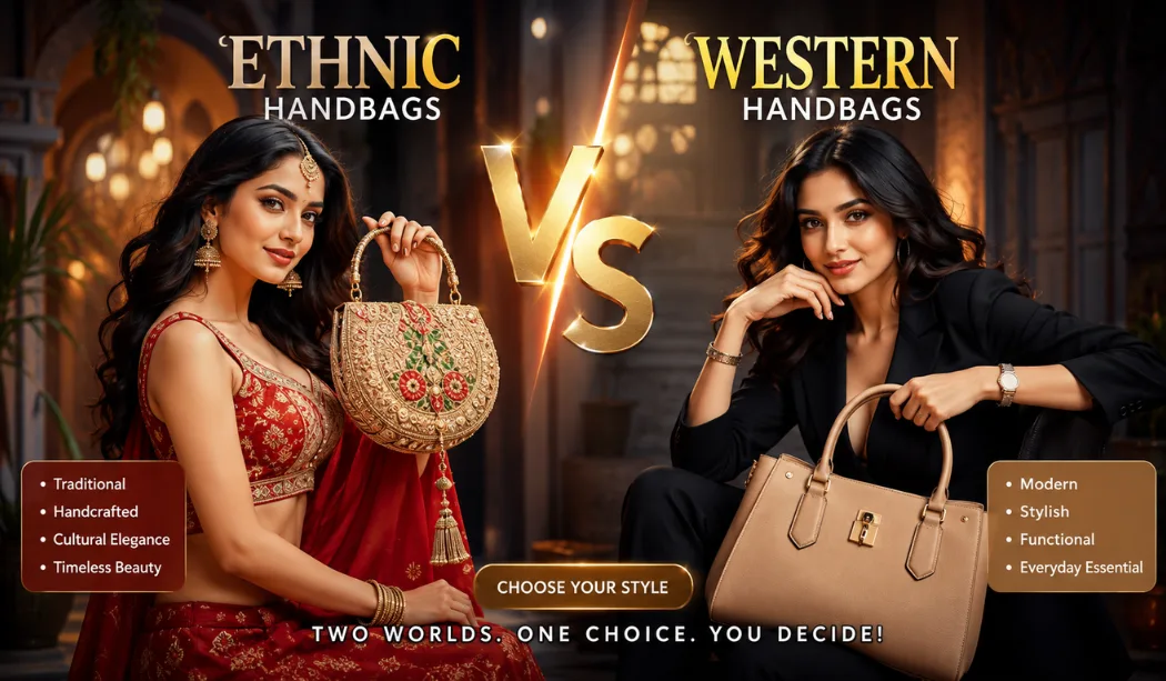 Ethnic Handbags vs Western Handbags Ethnic Handbags vs Western Handbags