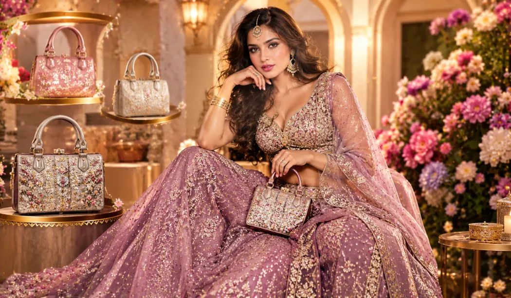 Women stylish handbags with ethnic outfits Women stylish handbags with ethnic outfits