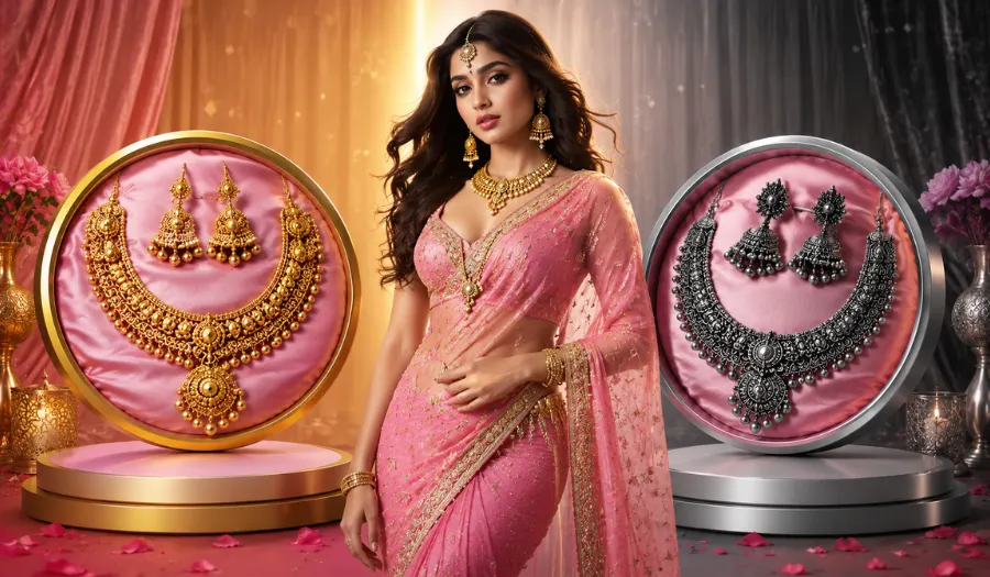 Gold vs oxidized jewelry for sarees Gold vs oxidized jewelry for sarees