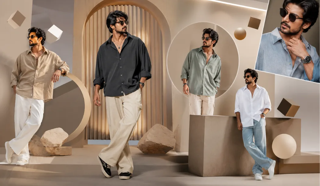 Casual oversized shirt outfits for indian men