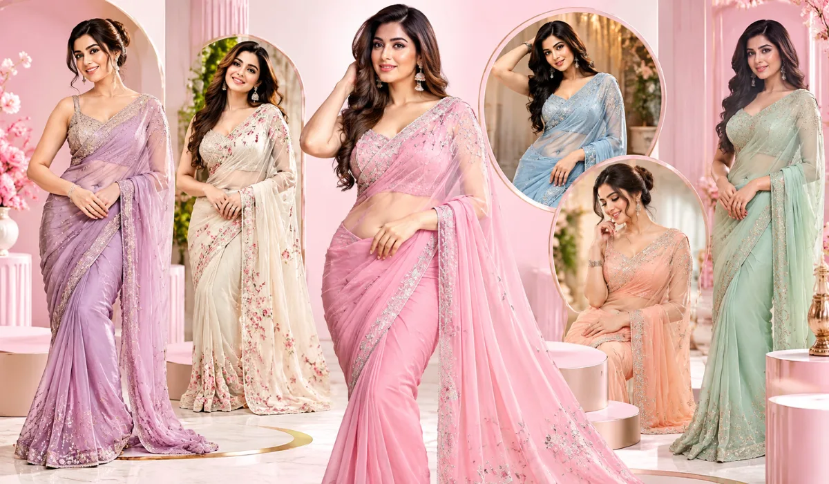 Simple latest chiffon saree designs for parties