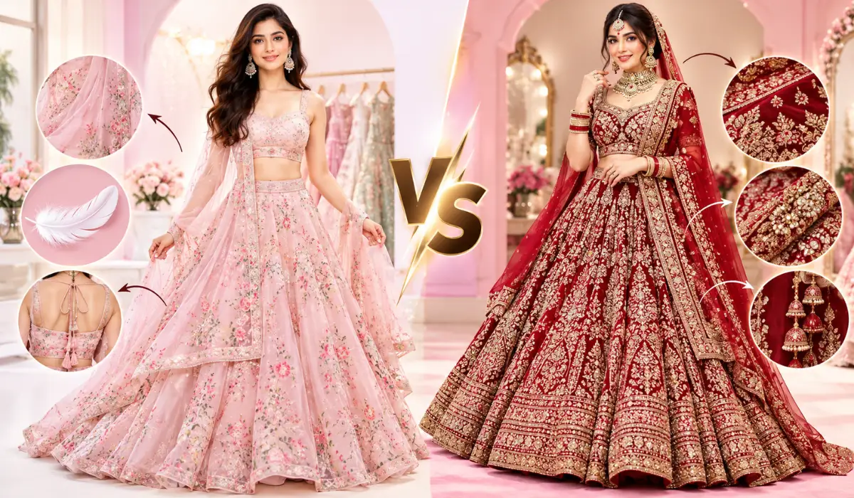 Lightweight lehenga vs heavy bridal lehenga Lightweight lehenga vs heavy bridal lehenga